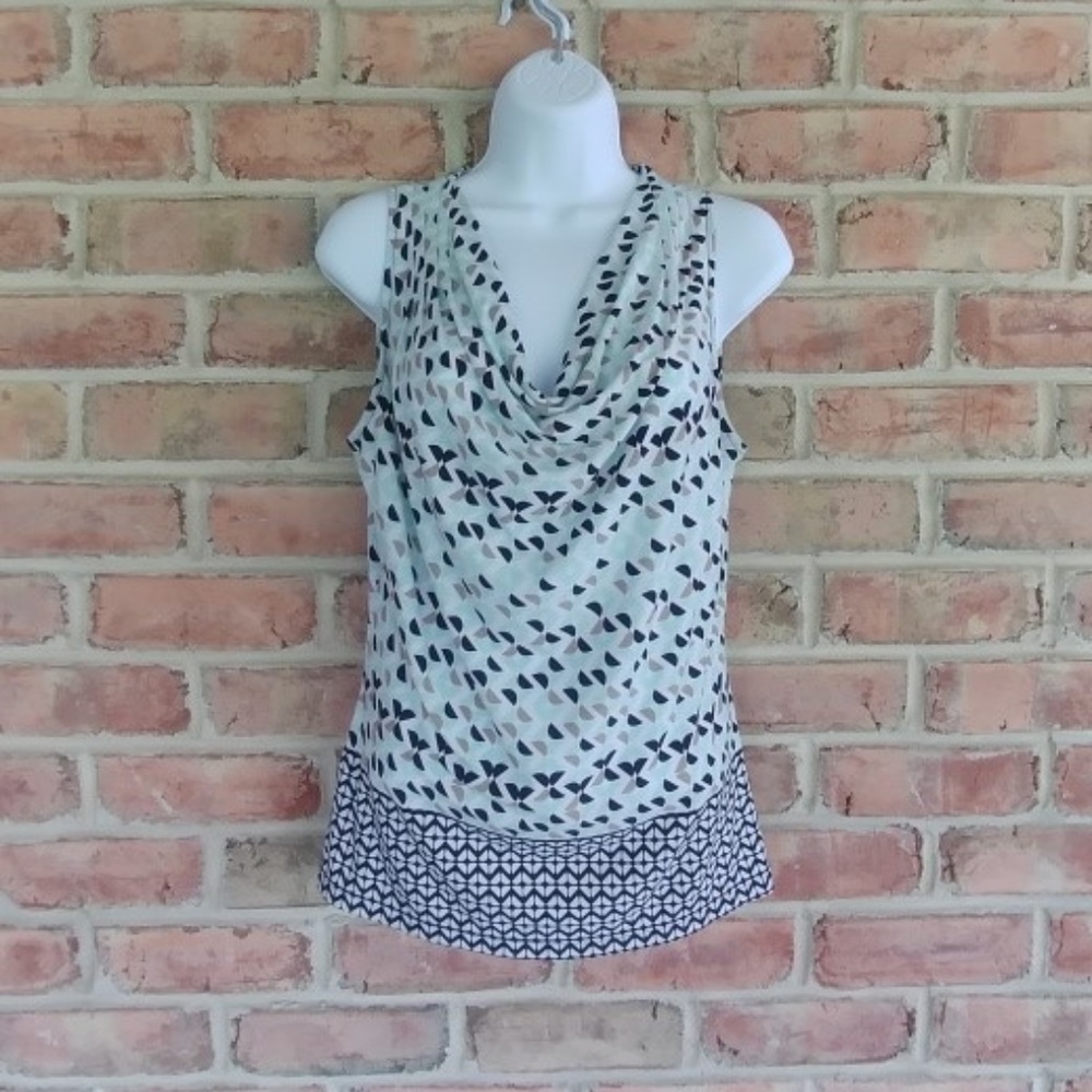 Calvin Klein Sleeveless Drape Neck Multi Colored S
